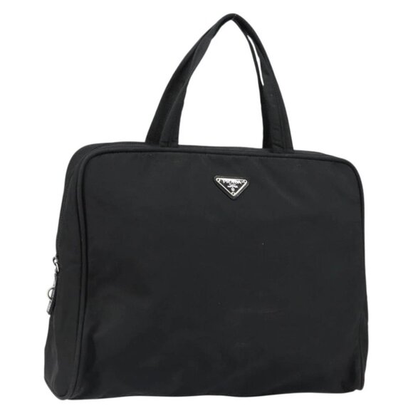 PRADA Tote Bag Nylon Black Silver